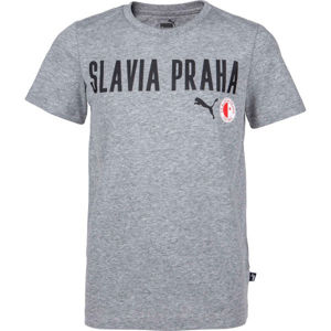 Puma Slavia Prague Graphic Tee Jr GRY Chlapčenské tričko, sivá, veľkosť 116