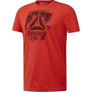 Reebok GS STAMPED LOGO CREW červená XL - Pánske tričko