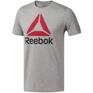 Reebok QQR-REEBOK STACKED sivá L - Pánske športové tričko