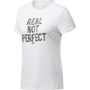 Reebok TE GRAPHIC TEE REAL Dámske tričko, biela, veľkosť M