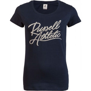 Russell Athletic SCRIPT S/S CREWNECK TEE SHIRT tmavo modrá L - Dámske tričko