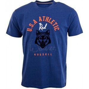 Russell Athletic CREW NECK T-SHIRT WITHFLOCK modrá M - Pánske tričko