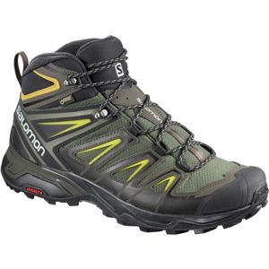 Salomon X ULTRA 3 MID GTX Pánska hikingová  obuv, kaki,tmavo sivá,biela,žltá, veľkosť 44