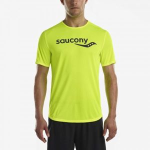 Saucony SHORT SLEEVE VIZIPRO CI zelená M - Pánske bežecké tričko
