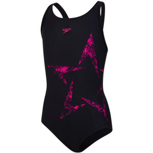 Speedo BOOMSTAR PLACEMENT FLYBACK Dievčenské jednodielne plavky, čierna,ružová, veľkosť