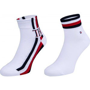 Tommy Hilfiger MEN QUARTER 2P ICONIC STRIPE biela 43-46 - Pánske ponožky