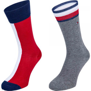 Tommy Hilfiger MEN ICONIC FLAG SOCK 2P červená 43-46 - Pánske ponožky