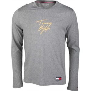 Tommy Hilfiger CN LS TEE LOGO Pánske tričko s dlhým rukávom, sivá, veľkosť L