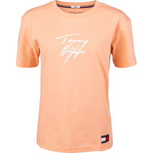 Tommy Hilfiger CN TEE SS LOGO oranžová M - Dámske tričko