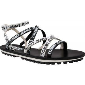 Tommy Hilfiger COLOR BLOCK CLEATED FLAT SANDAL Dámske sandále, čierna, veľkosť 41