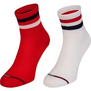 Tommy Hilfiger JEANS QUARTER 2P STRIPE biela 35 - 38 - Pánske ponožky