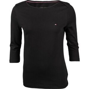 Tommy Hilfiger ORG CO SLIM BOAT-NK TOP 3/4 SLV Dámske tričko, čierna, veľkosť XS