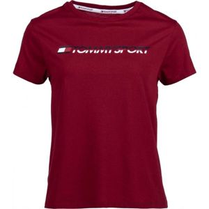 Tommy Hilfiger TEE LOGO CO/EA Dámske tričko, vínová, veľkosť M